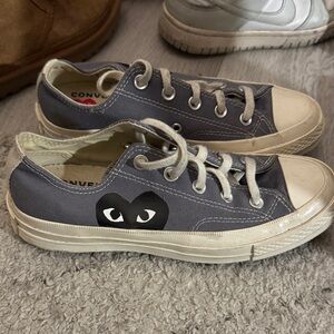 Comme des Garcons PLAY Gray and White Sneakers